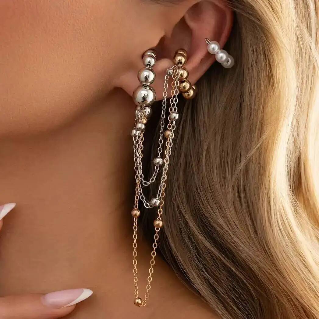 Tassel Earrings Boho - Ingemark Bohemia Imitation Pearl Metal Chain