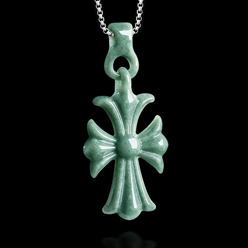 Women'S Accessories Jewelry - Natural Burmese Jadeite Cross Pendant Necklace