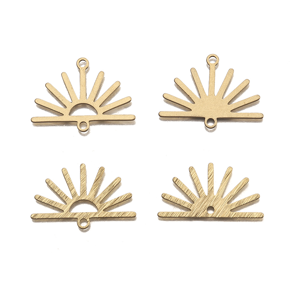 Tassel Earrings Boho - 10Pcs Textured Raw Brass Half Sun