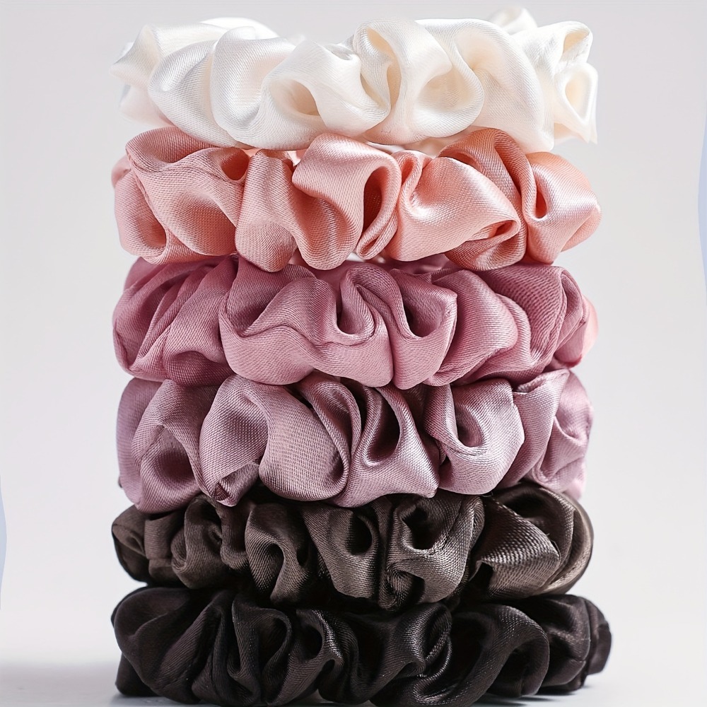 6Pcs Satin Scrunchies Set Soft - Scrunchie Satin Set ulasan dan harga