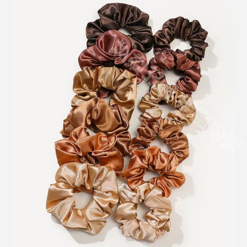 12Pcs Soft Simple Solid Color  - Scrunchie Satin Set ulasan dan harga