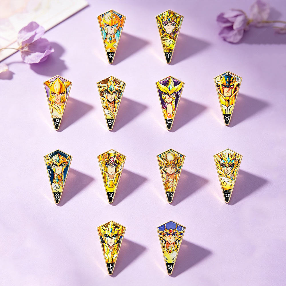 6-12Pcs Anime Saint Seiya Enam - Brooch Pin Gold ulasan dan harga