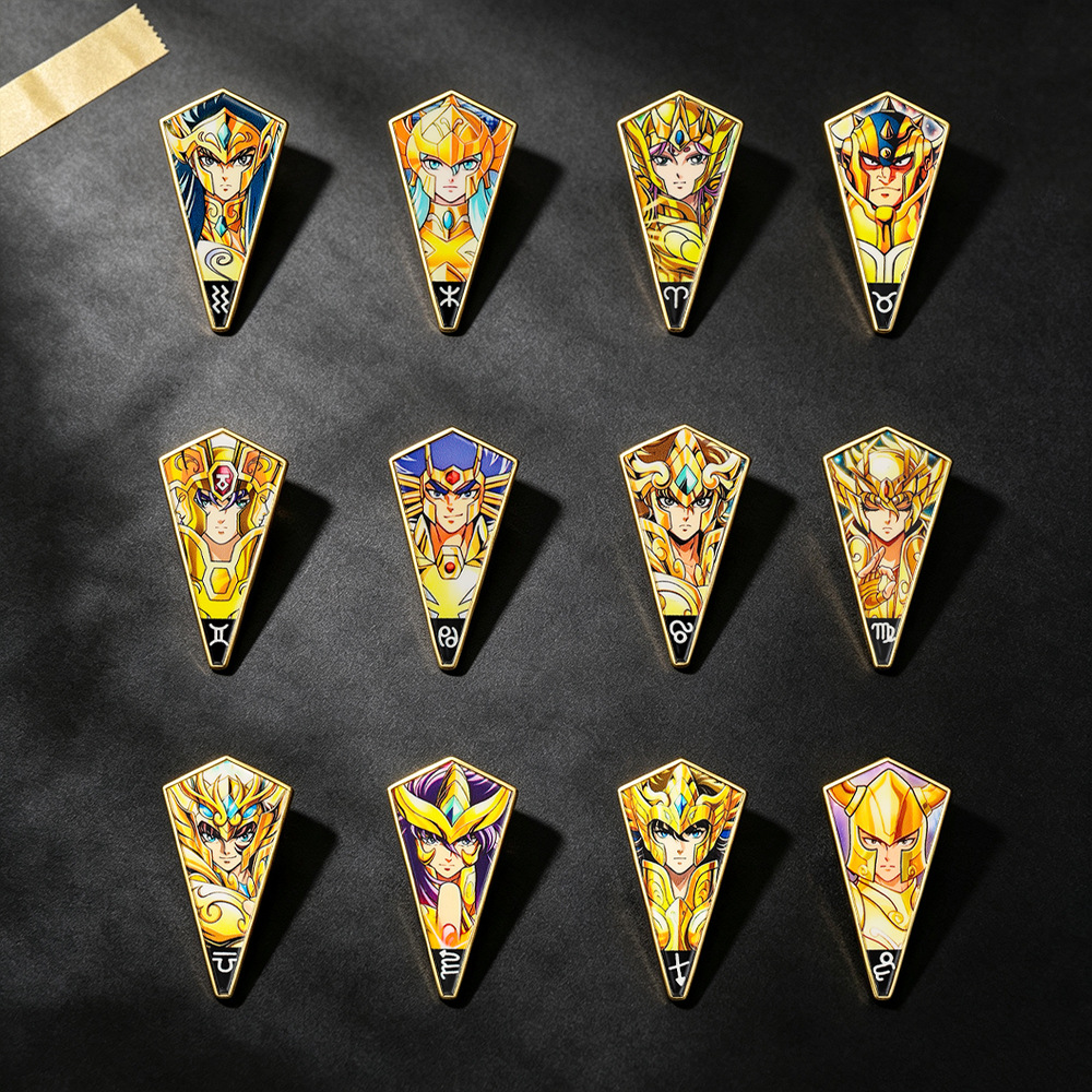 6-12Pcs Anime Saint Seiya Enam - Brooch Pin Gold ulasan dan harga