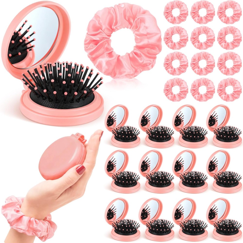 2-20 Sets Mini Hair Brush Mirr - Scrunchie Satin Set ulasan dan harga