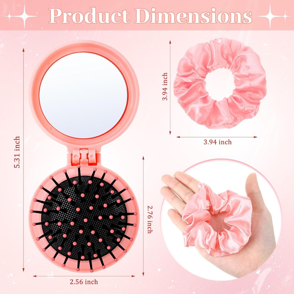 2-20 Sets Mini Hair Brush Mirr - Scrunchie Satin Set ulasan dan harga