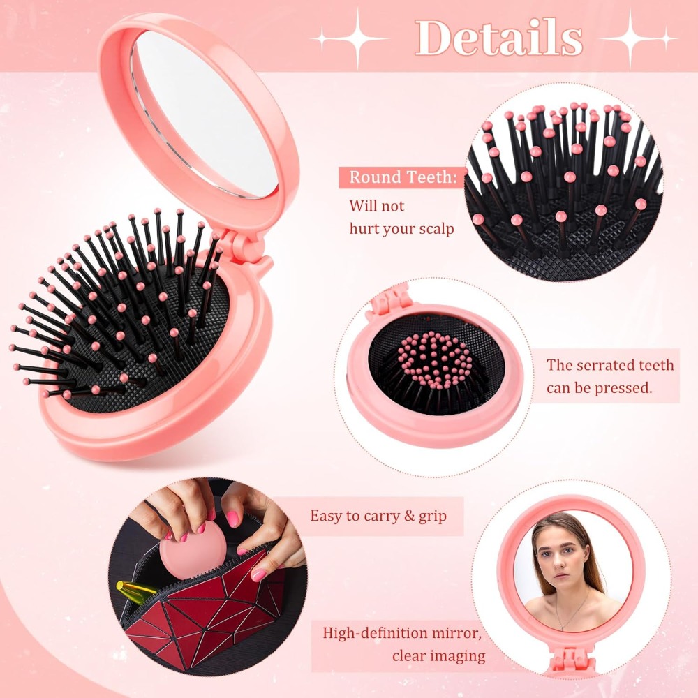 2-20 Sets Mini Hair Brush Mirr - Scrunchie Satin Set ulasan dan harga