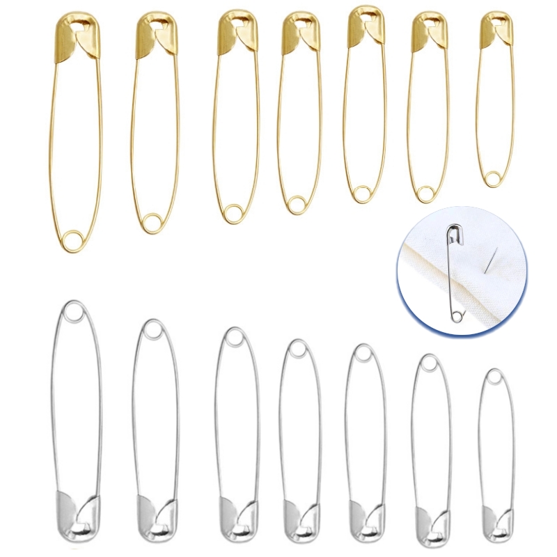 100Pcs/lot Stainless Steel Saf - Brooch Pin Gold ulasan dan harga