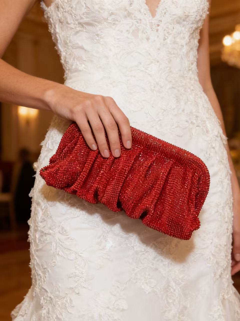 Red Aluminum Mesh Rhinestone P - Wallet Chain Bag ulasan dan harga