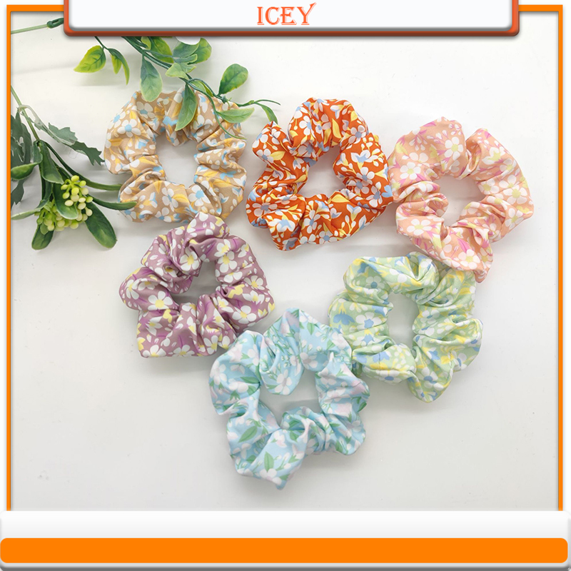 1pc Floral Scrunchie Intestina - Scrunchie Satin Set ulasan dan harga