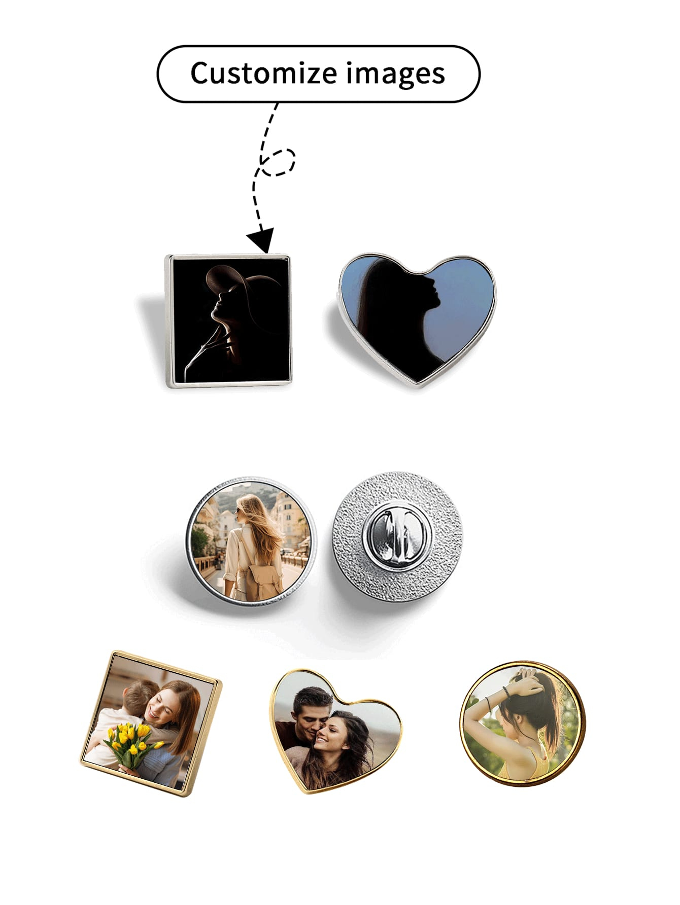 Custom Gold/Silver Metal Brooc - Brooch Pin Gold ulasan dan harga
