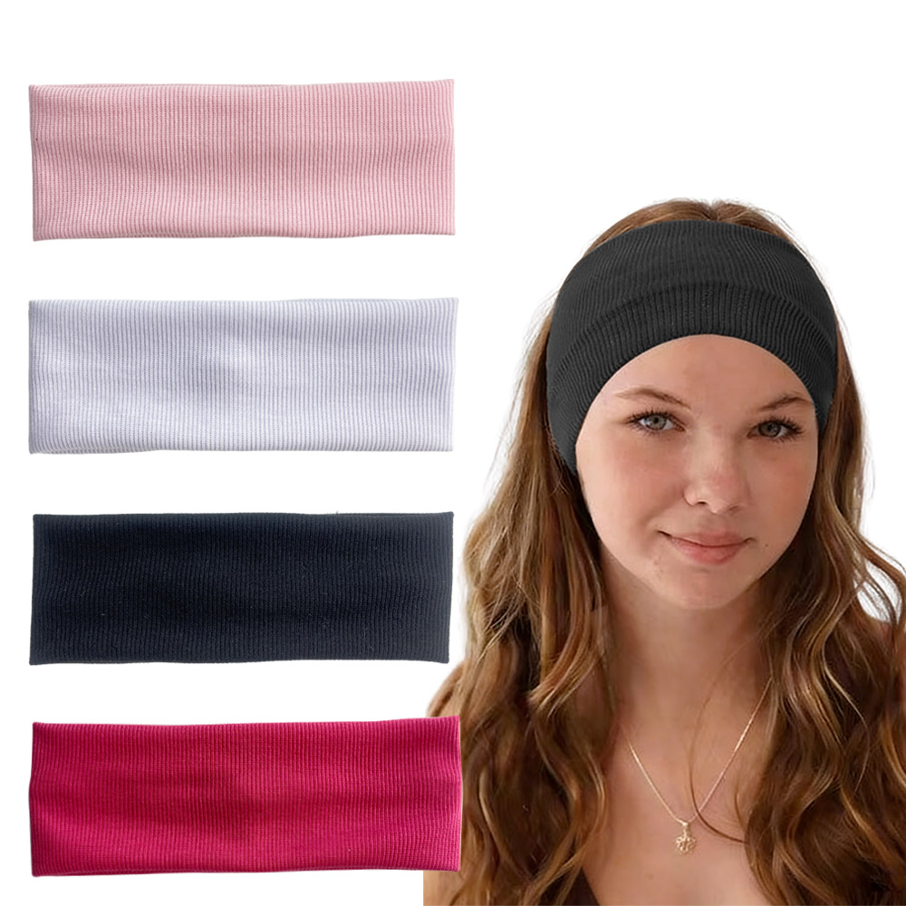 4pcs Wide ribbed elastic headb - Women'S Yoga Accessories ulasan dan harga
