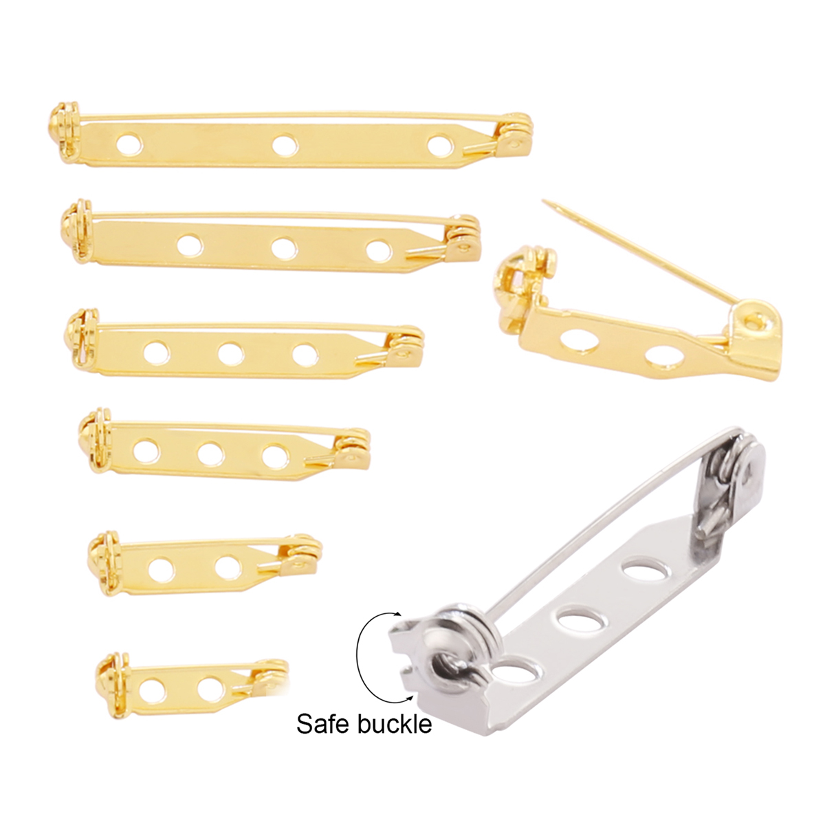 10pcs 17-45mm Brooch Clip Base - Brooch Pin Gold ulasan dan harga