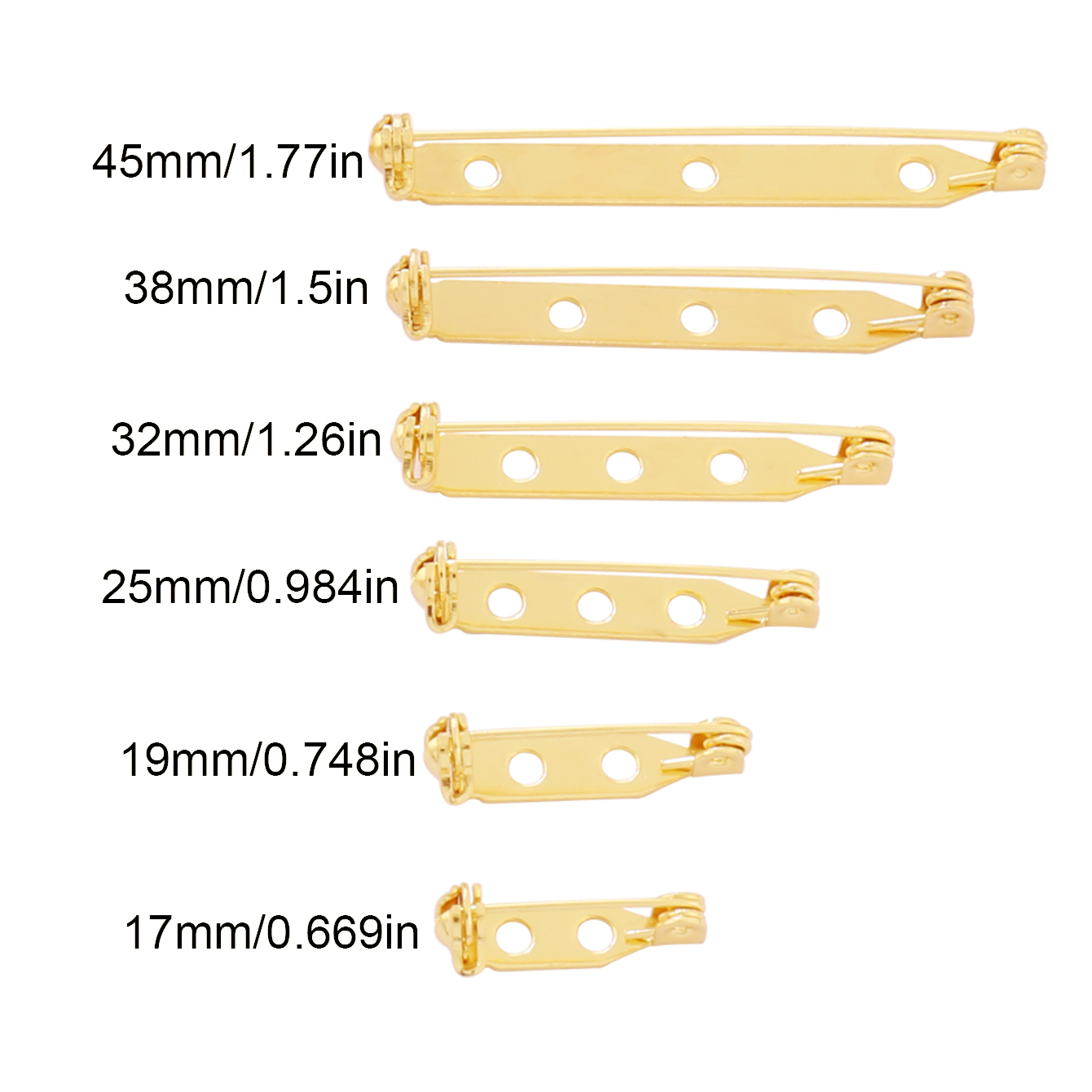 10pcs 17-45mm Brooch Clip Base - Brooch Pin Gold ulasan dan harga