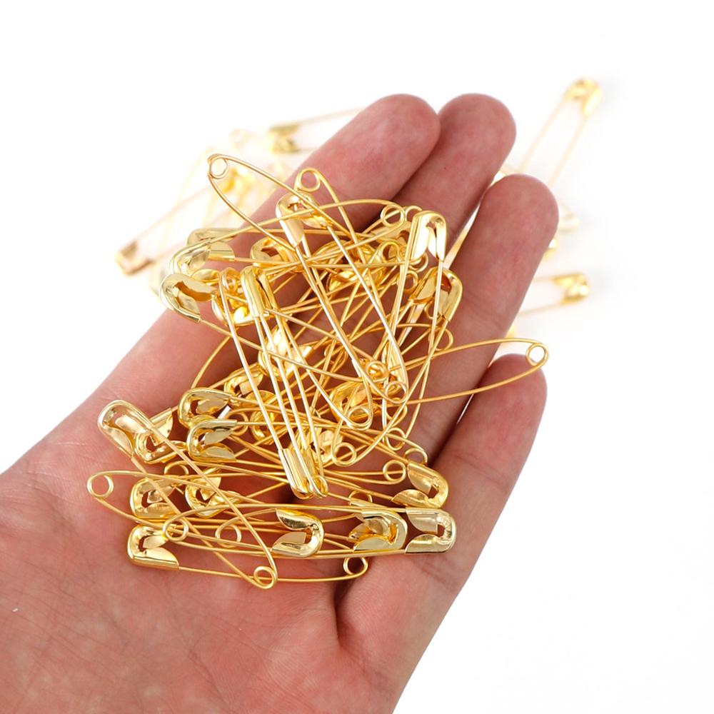 100pcs 22/28/38/45/54mm Silver - Brooch Pin Gold ulasan dan harga