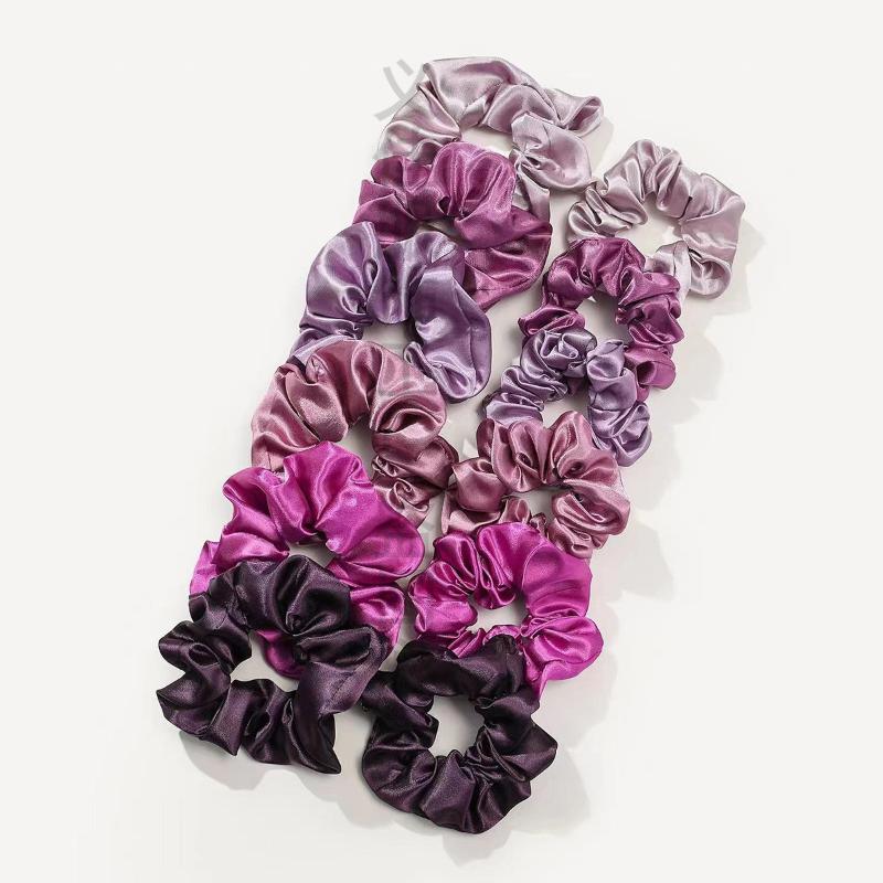 12Pcs Soft Simple Solid Color  - Scrunchie Satin Set ulasan dan harga