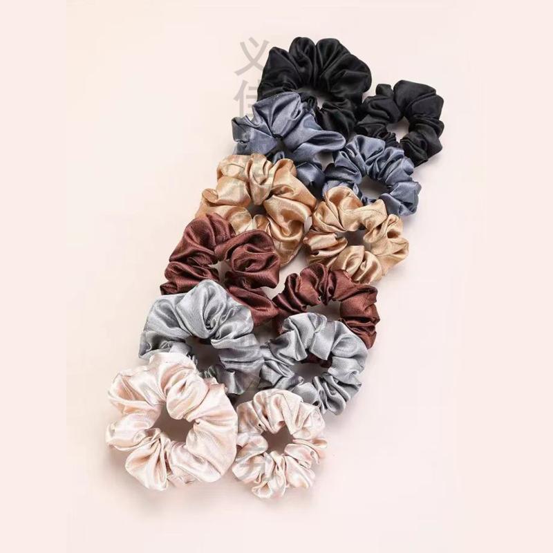 12Pcs Soft Simple Solid Color  - Scrunchie Satin Set ulasan dan harga