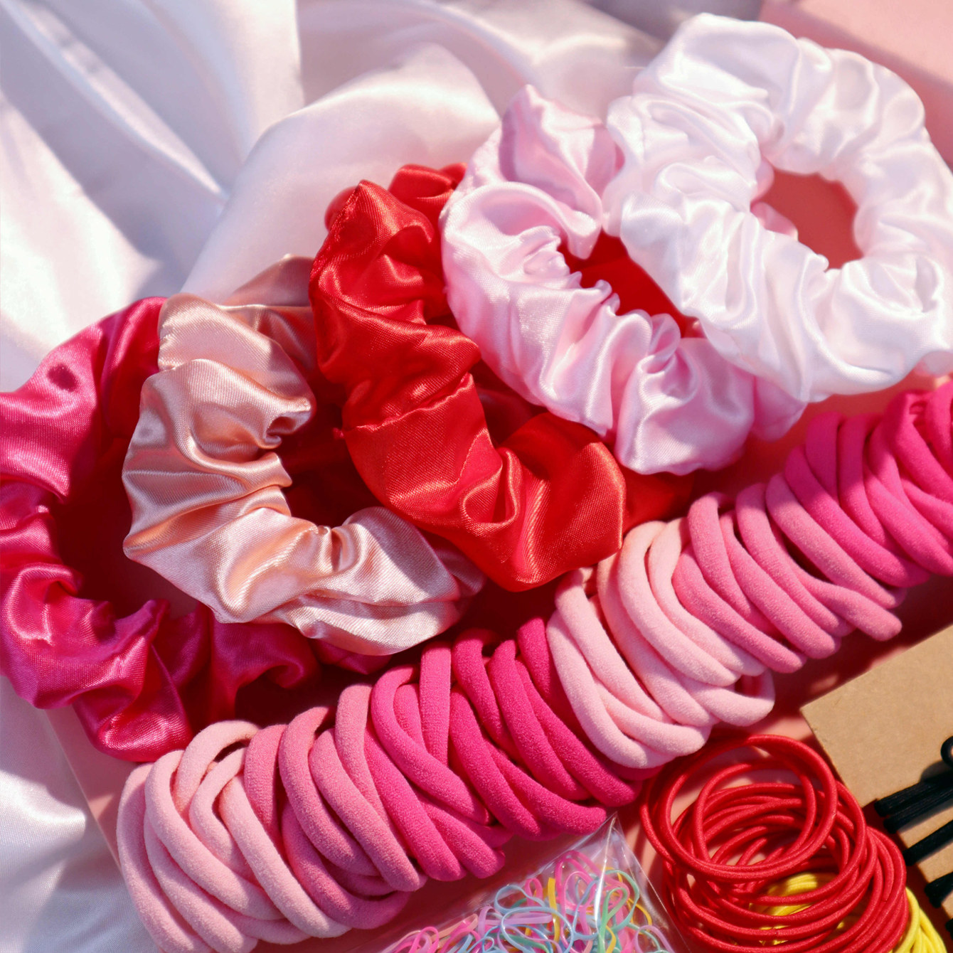 1Set Multicolour Hair Accessor - Scrunchie Satin Set ulasan dan harga