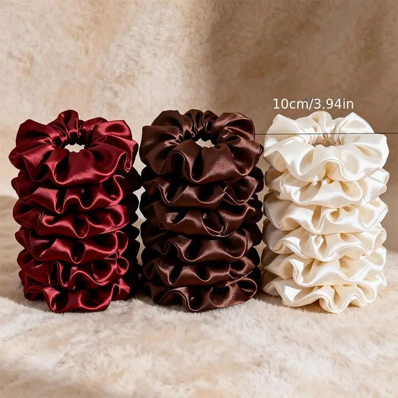 New 10Pcs/set Solid Color Sati - Scrunchie Satin Set ulasan dan harga