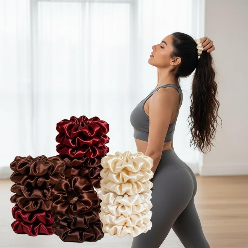 New 10Pcs/set Solid Color Sati - Scrunchie Satin Set ulasan dan harga