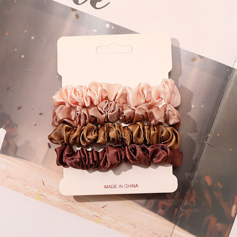 4pcs Pure Silk Skinnies Small  - Scrunchie Satin Set ulasan dan harga