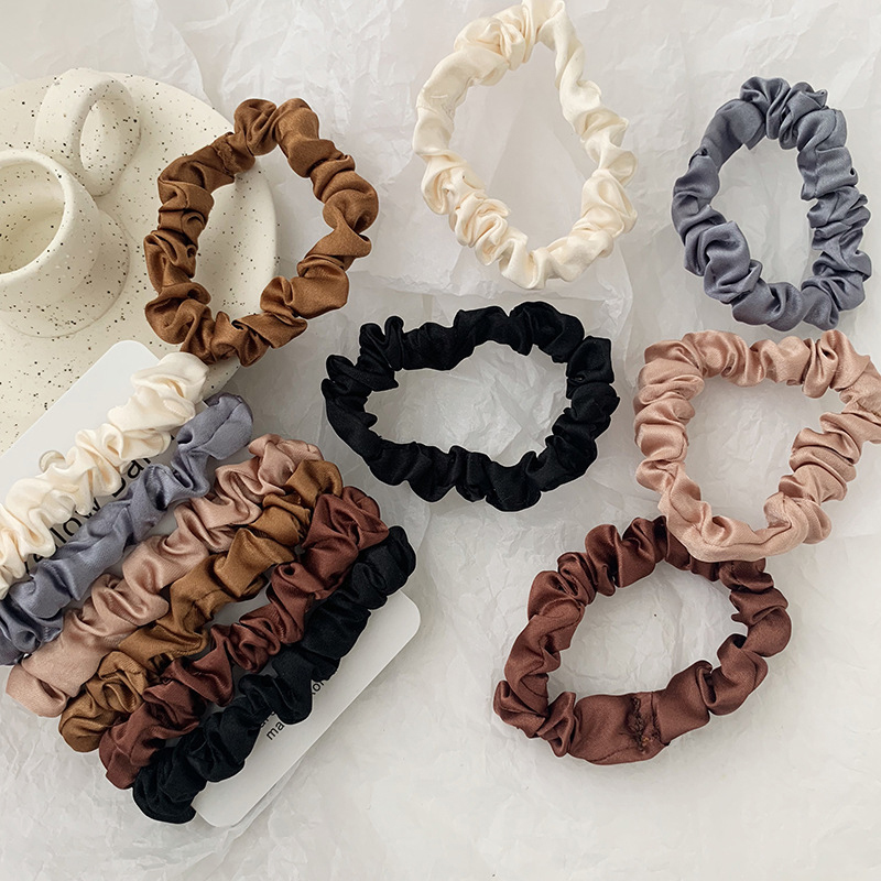 1 Set Satin Silk Solid Color S - Scrunchie Satin Set ulasan dan harga