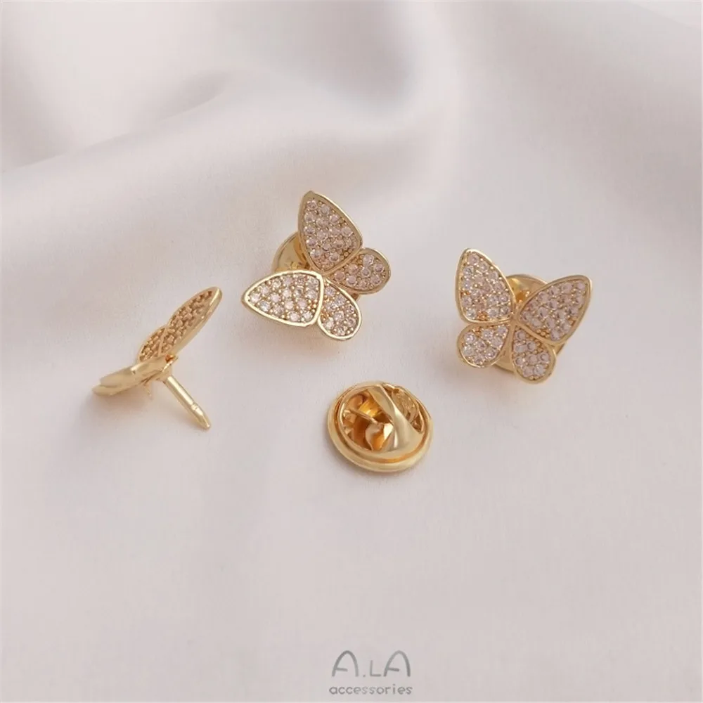 14K gold clad micro inlaid zir - Brooch Pin Gold ulasan dan harga
