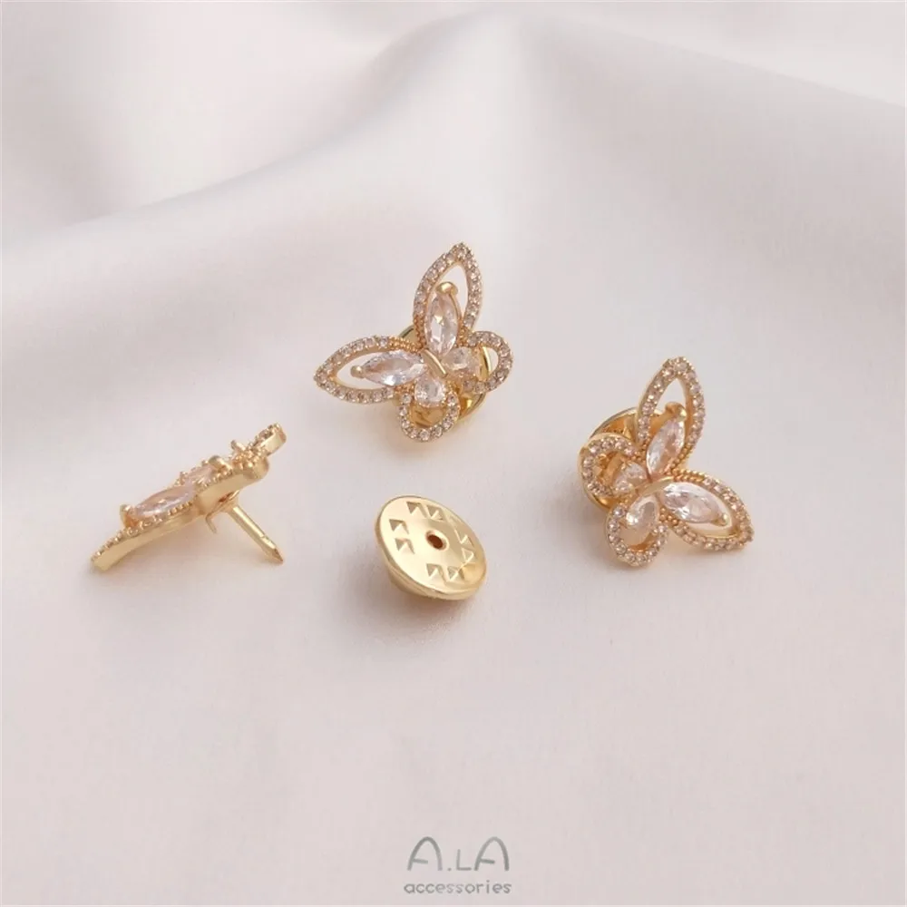 14K gold clad micro inlaid zir - Brooch Pin Gold ulasan dan harga