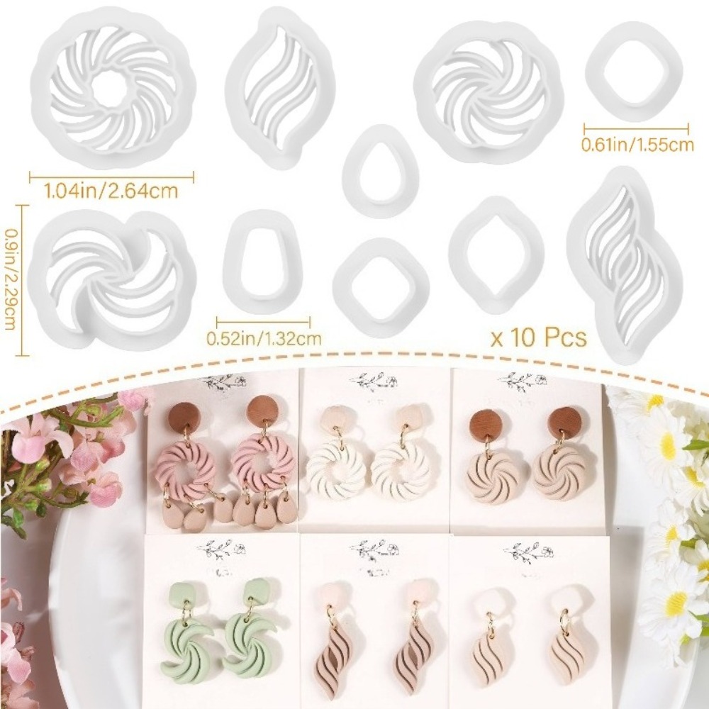 10Pcs Boho Swirl Polymer Clay  - Tassel Earrings Boho ulasan dan harga