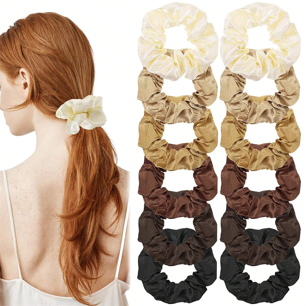 12Pcs/set Satin Scrunchies Sol - Scrunchie Satin Set ulasan dan harga