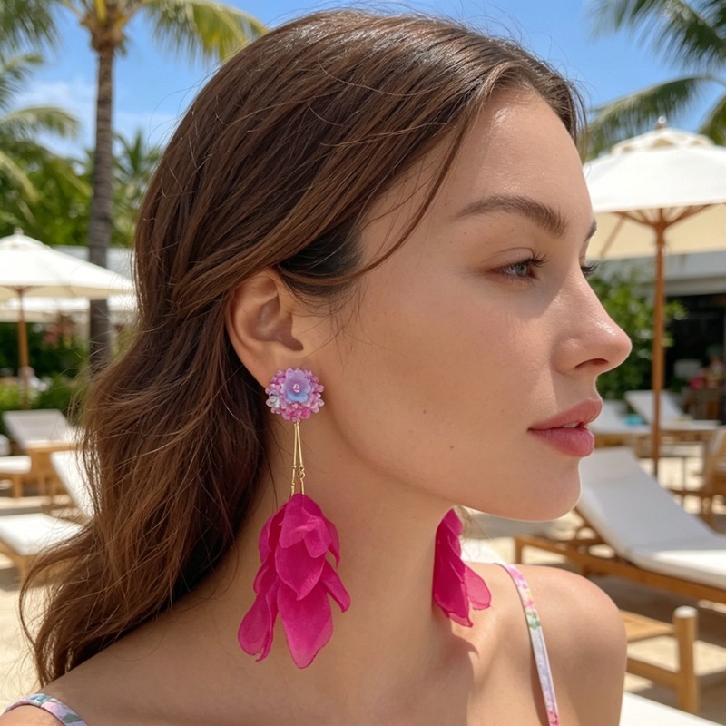 New Fashion Flower Tassel Clip - Tassel Earrings Boho ulasan dan harga