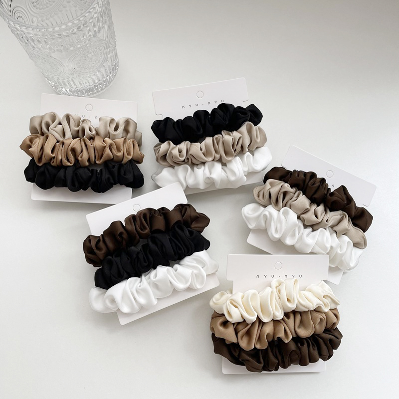3Pcs/Set Satin Hair Scrunchies - Scrunchie Satin Set ulasan dan harga