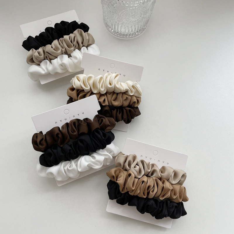 3Pcs/Set Satin Hair Scrunchies - Scrunchie Satin Set ulasan dan harga