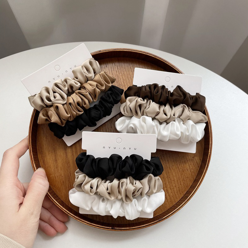 3Pcs/Set Satin Hair Scrunchies - Scrunchie Satin Set ulasan dan harga